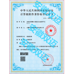视觉安全监管平台软件著作权证书